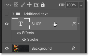Select the type layer in the Layers panel in Photoshop