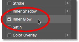 Ajouter un effet de calque Inner Glow au texte