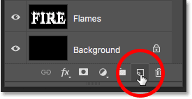 Clicking the New Layer icon in the Layers panel in Photoshop