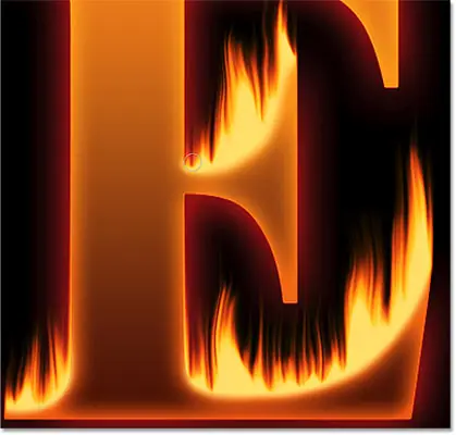 Blend the edges of the remaining letters into the flame