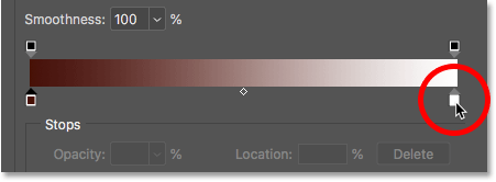 Double-click the correct color stop for the gradient