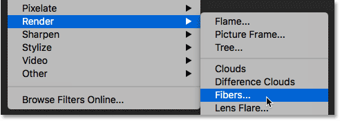 اختيار مرشح الألياف في Photoshop