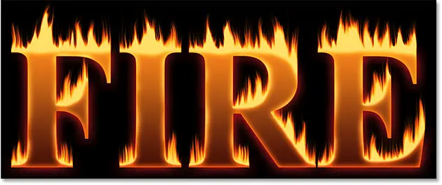 Effect after blending text into flames in Photoshop