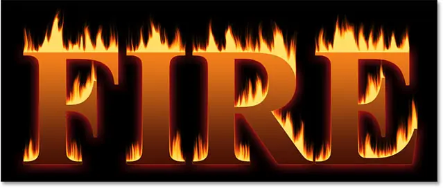Fire text effect with outer glow layer effect applied