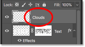 طبقة Texture الجديدة أعلى النص في Photoshop