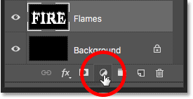 Clicking the New Fill or Adjustment Layer icon in the Photoshop Layers panel