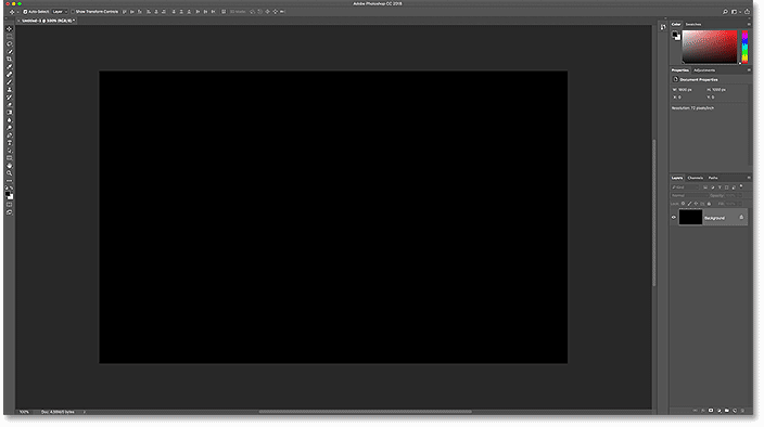 Photoshop document after being filled with black