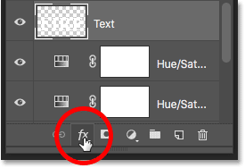 Al hacer clic en el icono Estilos de capa en el panel Capas