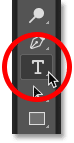 Selecting the Type tool in Photoshop