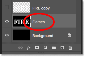 Benennen Sie die zusammengeführte Ebene im Ebenenbedienfeld in Photoshop in „Flammen“ um