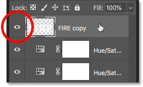 Select the text layer and turn it on