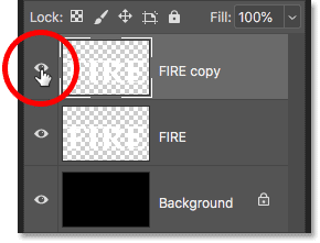 Turn off the text copy layer in the Layers panel