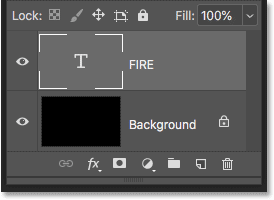 Type layer in the Layers panel in Photoshop