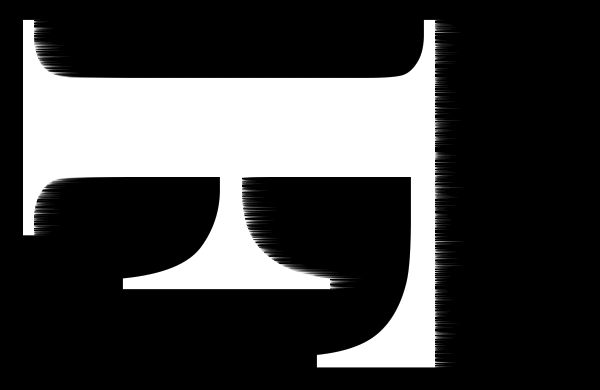 После применения фильтра ветра вдоль правого края каждой буквы появляются небольшие линии.