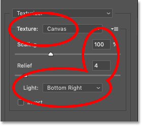 Set Texturizer filter options.