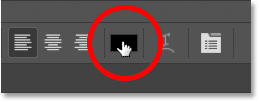 النقر فوق حامل لون الكتابة في شريط خيارات Photoshop