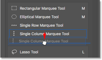 Ungrouping أداة Single Column Marquee Tool. 