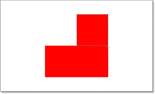 Select the square section at the top right of the shape