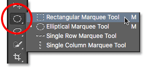 Sélectionnez l'outil de sélection rectangulaire dans le panneau Outils.