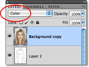 Color blend mode in Photoshop. Image © 2011 Photoshop Essentials.com.