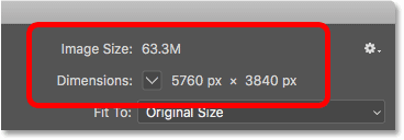 Las dimensiones actuales del pixel art en el cuadro de diálogo Tamaño de imagen en Photoshop