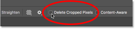 إيقاف تشغيل خيار Delete Cropped Pixels لأداة Crop Tool في Photoshop