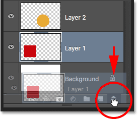 Faites glisser le calque 1 vers la corbeille dans le panneau Calques.