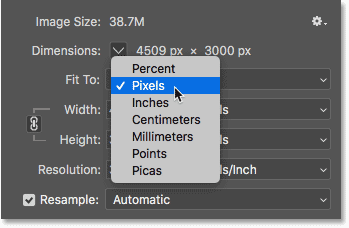 Dialogfeld „Bildgröße“ in Photoshop CC