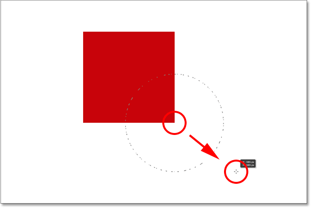 رسم تحديد دائري باستخدام Elliptical Marquee Tool. 