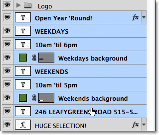 Sélectionnez tous les calques à ajouter au groupe.