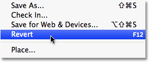 Revert command in Photoshop.