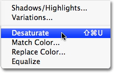 Desaturate command in Photoshop.