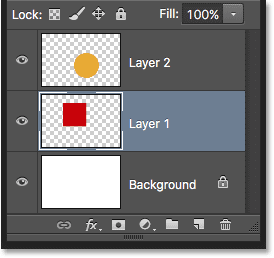 Layer 1 has been moved above Layer 2. Image © 2016 Photoshop Essentials.com