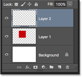 Layer 2 has been added in the Layers panel in Photoshop. Image © 2016 Photoshop Essentials.com