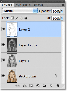 The layers have been merged into a new layer. Image © 2011 Photoshop Essentials.com.