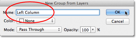 تحديد خيار New Group from Layers في قائمة لوحة Layers. 