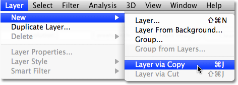 Create the new layer via Photoshop's Copy command.