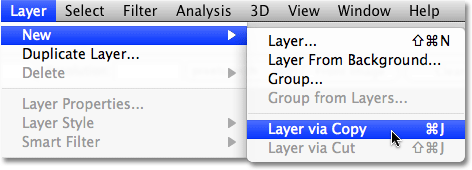 Créez le nouveau calque via la commande Copier dans Photoshop.