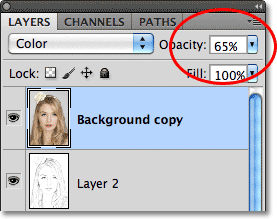 Lower the layer opacity. Image © 2011 Photoshop Essentials.com.