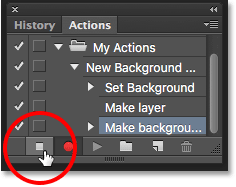 Click the Stop icon to stop recording the action. Image © 2016 Photoshop Essentials.com