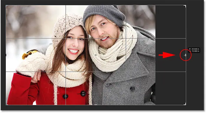 Drag the right handle away from the image.