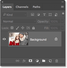 The Layers panel displays the image on the background layer.