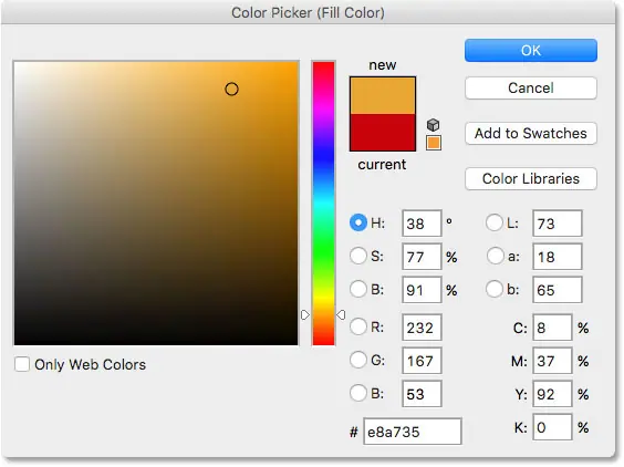 Selecting green from the Color Picker in Photoshop. Image © 2016 Photoshop Essentials.com