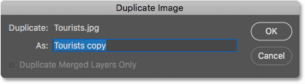Duplicate Image screen in Photoshop