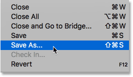 Choose Save As from the File menu in Photoshop.