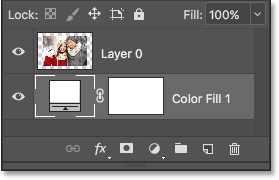 The Layers panel now displays the image above the fill layer.