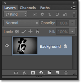 The Layers panel displays the image on the background layer.