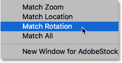 Match Rotation option in Photoshop
