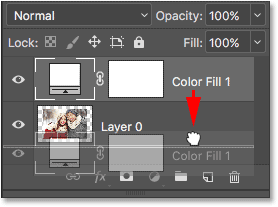 Drag a solid color fill layer below layer 0.