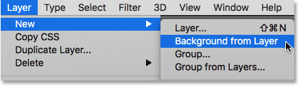 Select a new background from the layer command. Image © 2016 Photoshop Essentials.com
